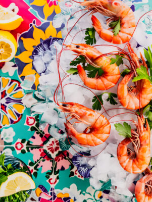 Seaside Symphony: Raw Fresh Prawns Unveiled