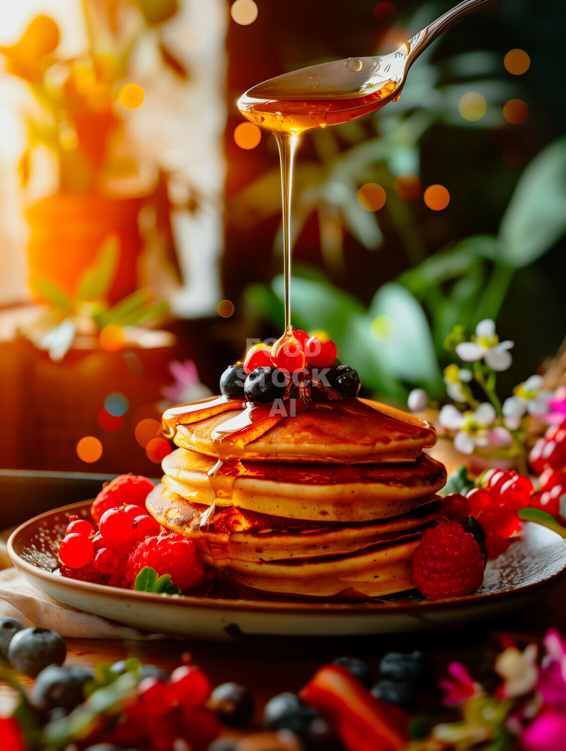 Morning Indulgence: Honey on Pancakes