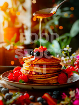 Morning Indulgence: Honey on Pancakes