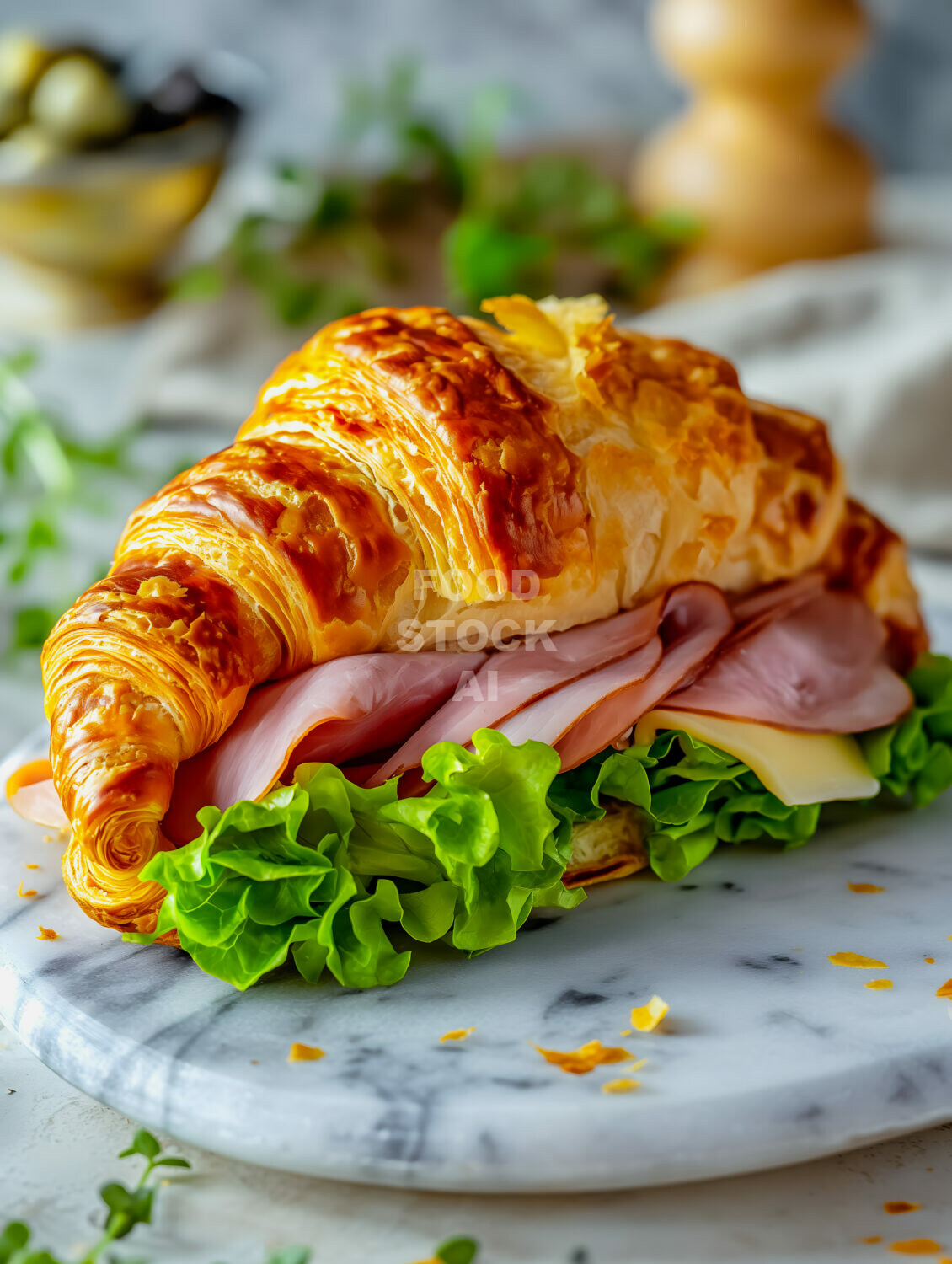 Croissant Sandwich with Ham and Cheese