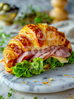 Croissant Sandwich with Ham and Cheese