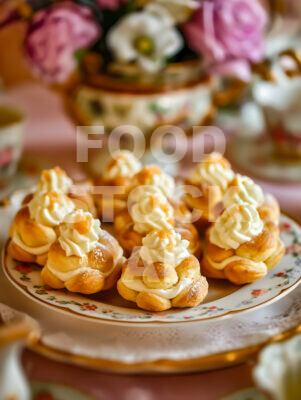 Vanilla Profiteroles on Vintage Display