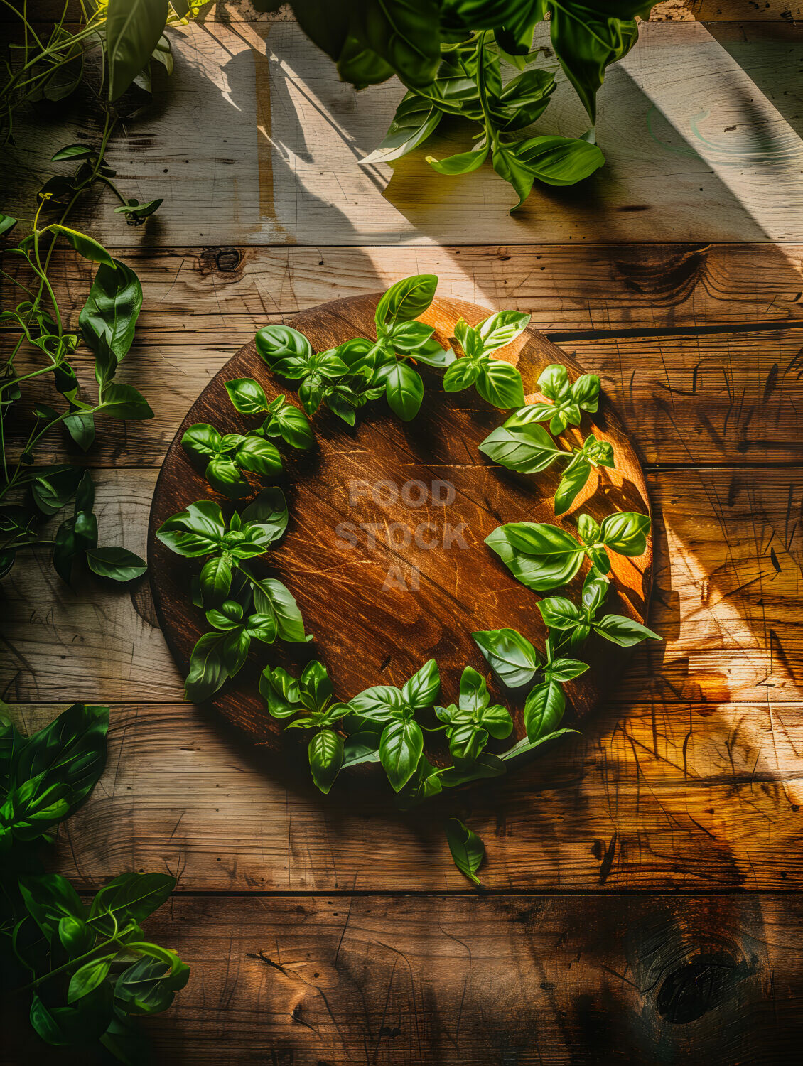 Sunlit Basil: Rustic Charm in the Kitchen