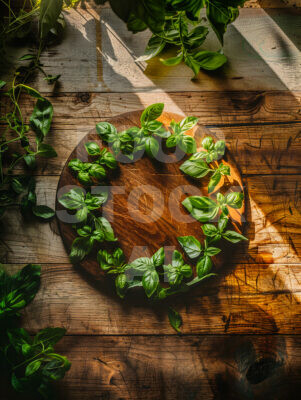 Sunlit Basil: Rustic Charm in the Kitchen