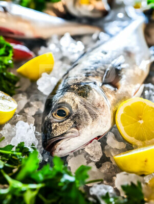 Whole Dorado on Ice