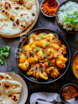 Aloo Gobi in an Indian kitchen