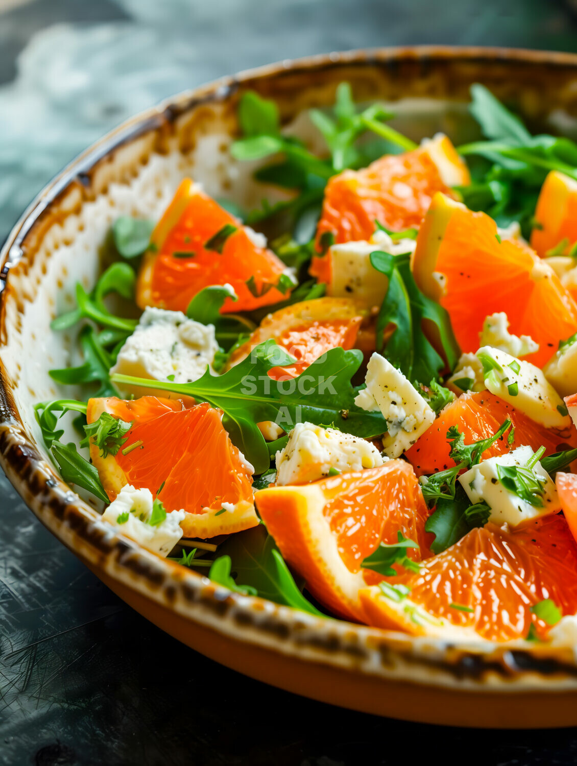 A citrus-infused orange salad in a vintage bowl