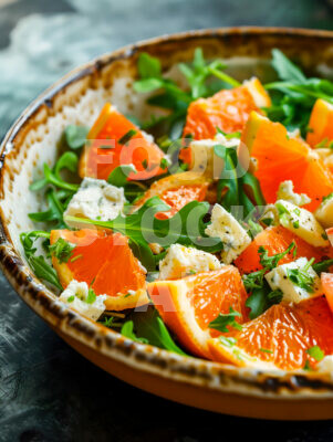 A citrus-infused orange salad in a vintage bowl