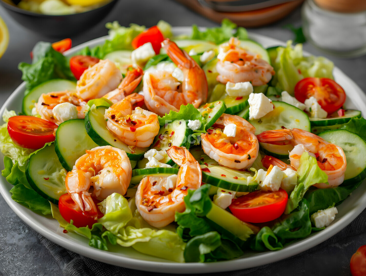 Lemon-Marinated Shrimp Greek Salad