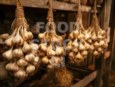 Rustic Garlic Harvest in Country Pantry