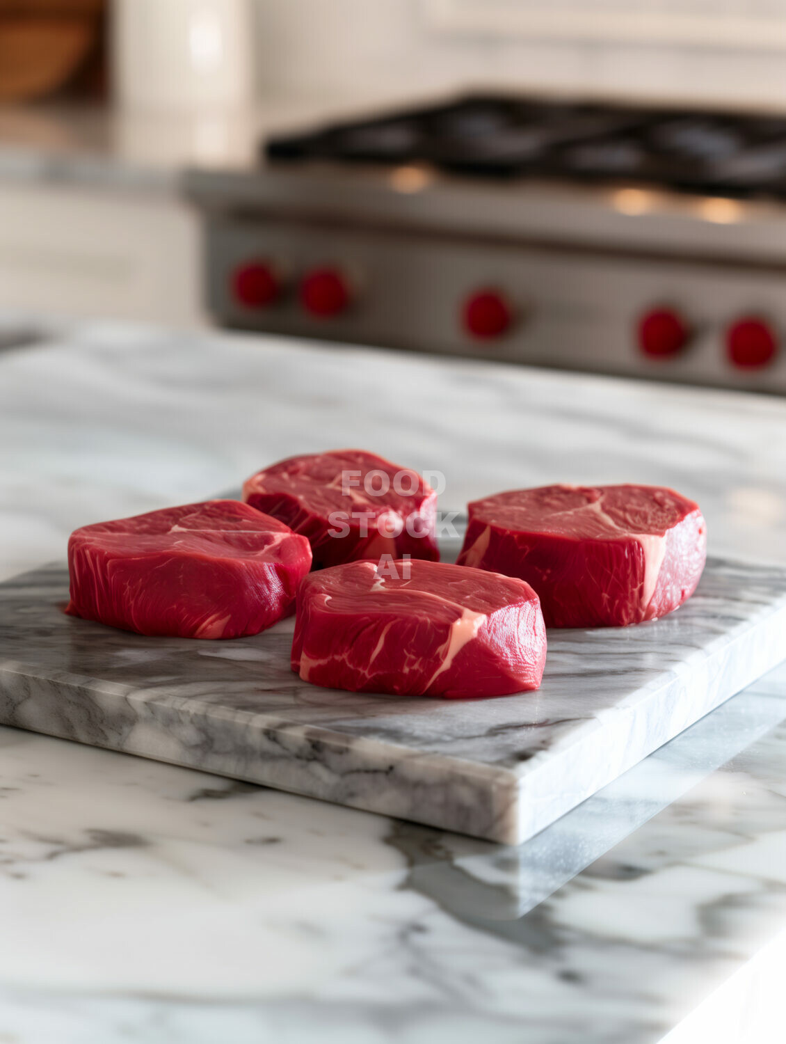 Kitchen Preparation: Raw Filet Mignon Steaks