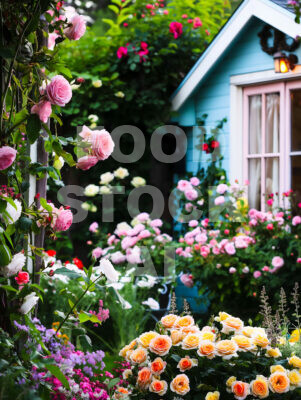 Roses in a Cottage Garden