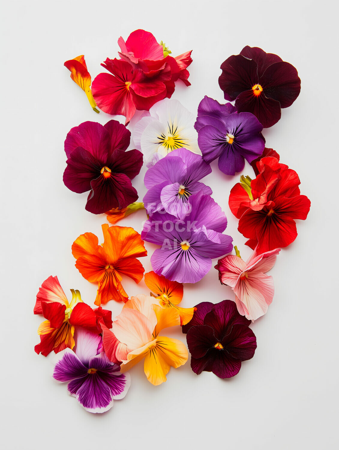 Pansies On A White Background