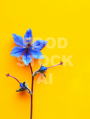 Minimalist Borage on Yellow