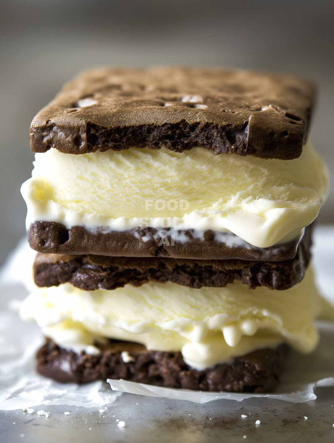 Vanilla Ice Cream Sandwich in Minimalist Style