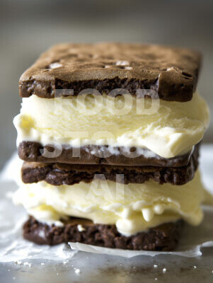 Vanilla Ice Cream Sandwich in Minimalist Style