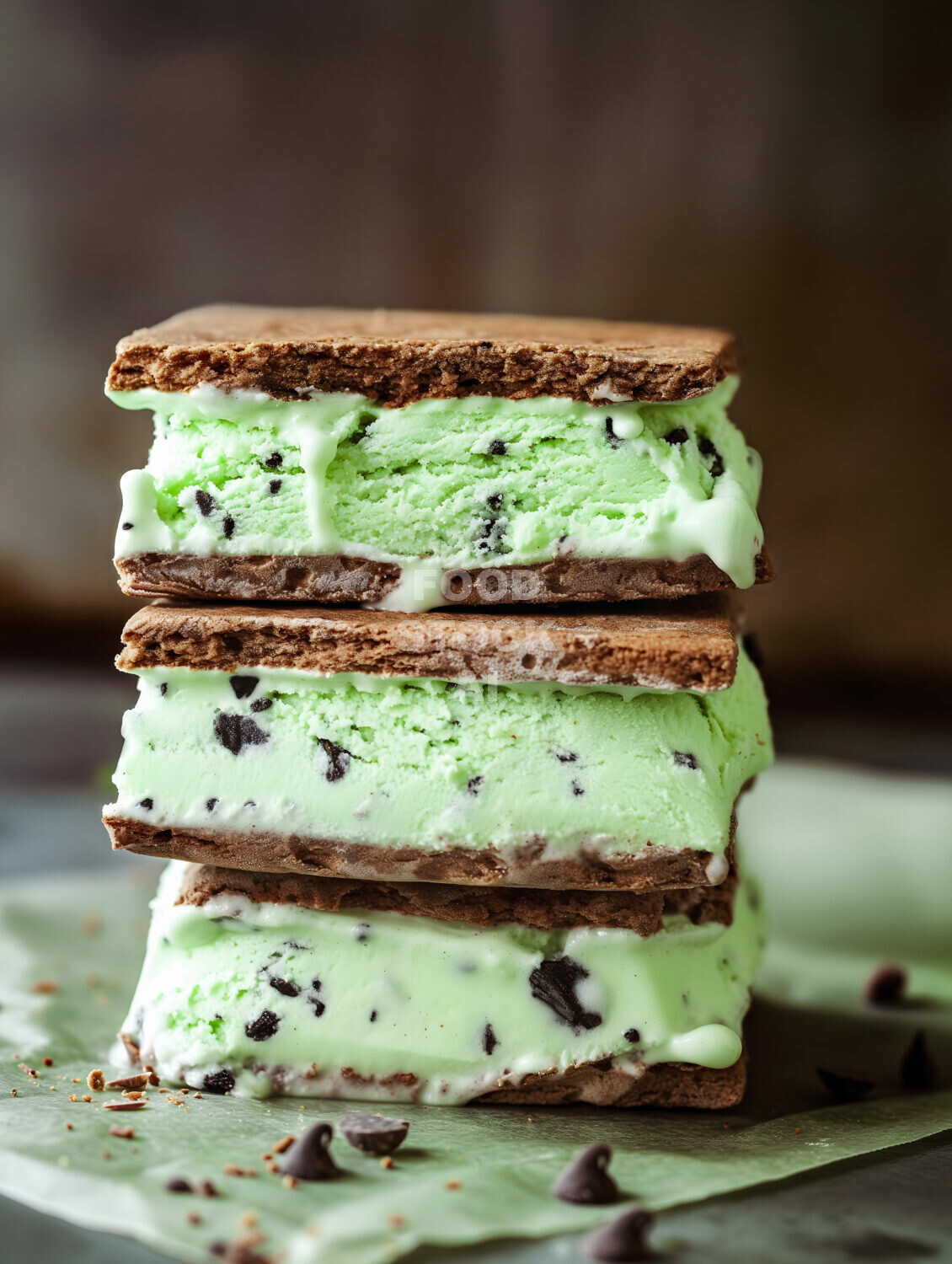 Mint Chocolate Chip Ice Cream Sandwich