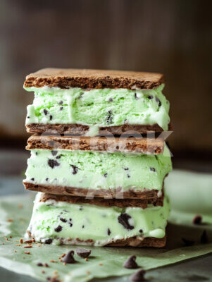 Mint Chocolate Chip Ice Cream Sandwich