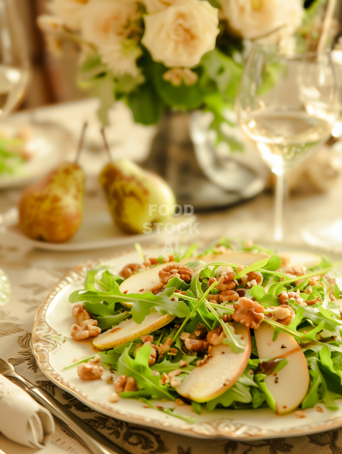 Arugula and Pear Salad with Walnuts