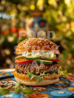 Mediterranean Lamb Burger with Tzatziki