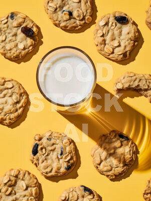 Milk and Oatmeal Raisin Cookies