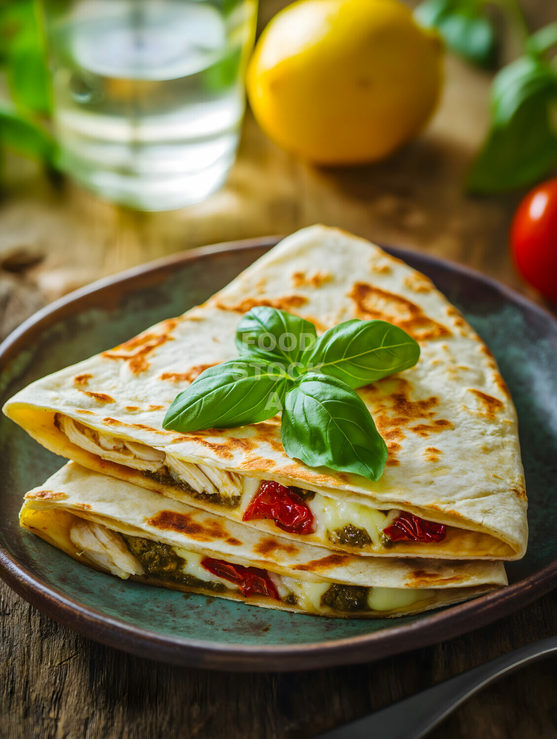 Garden Fresh Pesto Chicken Quesadilla