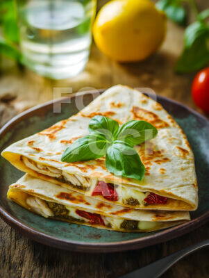 Garden Fresh Pesto Chicken Quesadilla