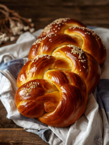 A braided loaf of Challah bread