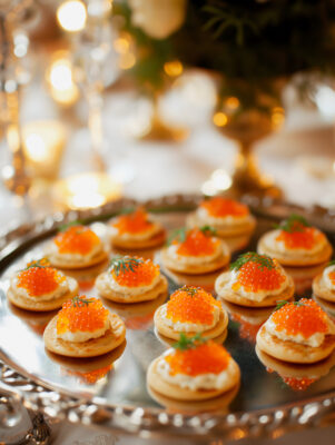 caviar-topped blinis