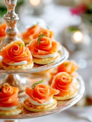 Smoked salmon canapés